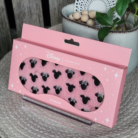 NWT Disney Skinny Dip Mickey + Minnie Mouse black & pink SHERPA eyemas - Picture 2 of 5